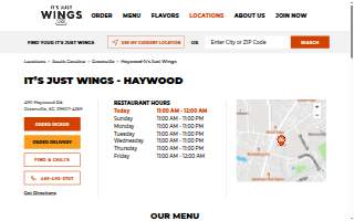 It's Just Wings of Greenville website