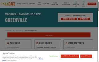 Tropical Smoothie Cafe of Greenville website
