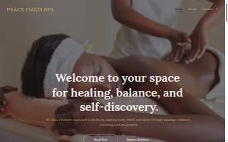 Peace Oasis Spa website