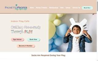 Palmetto Proper, Play Cafe & Gifts website