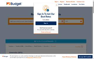 Budget Car Rental of Greenville website