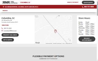 RNR Tire Express of Columbia website