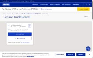 Penske Truck Rental of West Columbia website