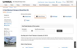 Trailer Rental at U-Haul of Columbia website