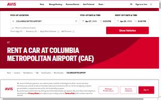 Avis Car Rental of West Columbia website