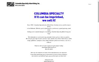 Columbia Specialty Advertising website