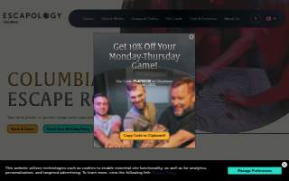 Escapology Escape Rooms Columbia (Vista) website