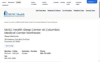 MUSC Health Sleep Center at Columbia Medical Center Northeast website