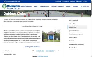 Owen Brown Tennis Club website