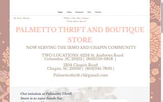 Palmetto Thrift Store, Columbia SC website