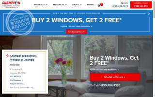 Champion Replacement Windows of Columbia website