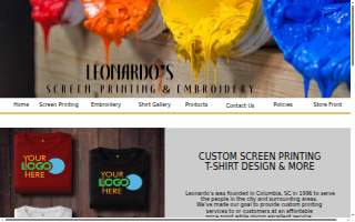 Leonardo's Screen Printing website