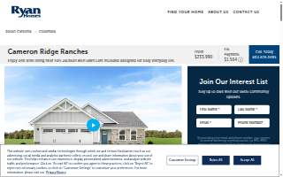 Ryan Homes at Cameron Ridge Ranches website