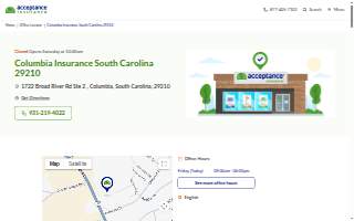Acceptance Insurance of Columbia website