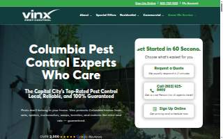 Vinx Pest Control of Columbia website