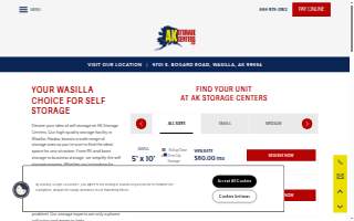 AK Storage Centers website