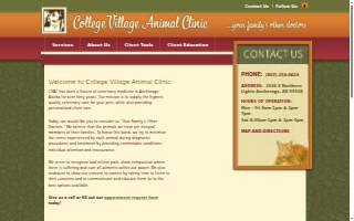 College Village Animal Clinic website