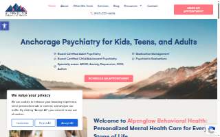 Alpenglow Behavioral Health website