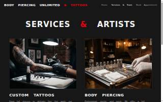 Body Piercing Unlimited and Tattoos website