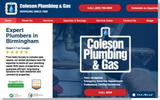 Coleson Plumbing & Gas , Plumber, Sewer line repair, Tankless Water heater repair & Water Damage Restoration website