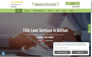 Wiregrass Title Loans website