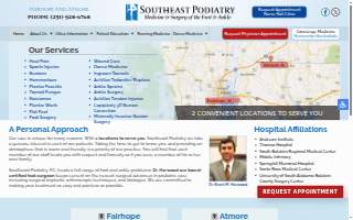 Southeast Podiatry of Fairhope website