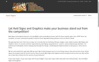 Avid Signs and Graphics website