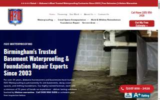 H2O Waterproofing of Trussville website