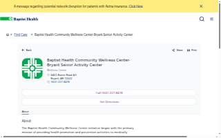 Baptist Health Community Wellness Center-Bryant Senior Activity Center website