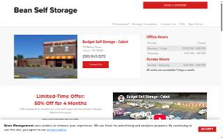 Budget Self Storage Cabot website