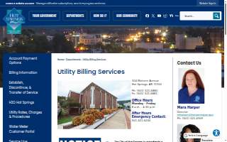 City of Hot Springs Utility Billing and Customer Service website