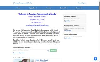 Prestige Management & Realty website
