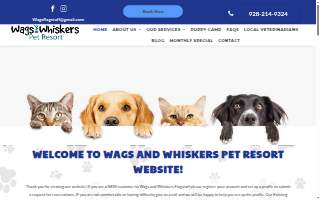 Wags and Whiskers Pet Resort website