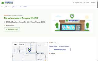 Acceptance Insurance of Mesa website