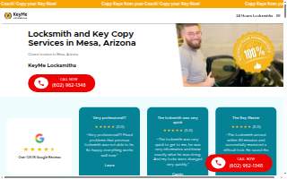 KeyMe Locksmiths of Mesa website