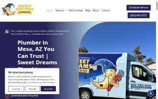 Sweet Dreams Plumbing website
