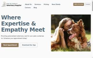 Empire Ranch Veterinary Hospital website