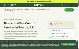 Aptive Pest Control of Tucson website