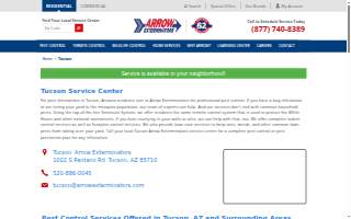 Arrow Exterminators of Tucson website