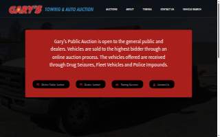 Gary's Towing and Salvage Pool website