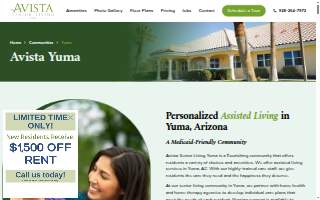 Avista Senior Living Yuma website