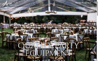 Aria Party Rentals website
