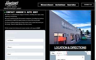 Hanson's Auto Body website