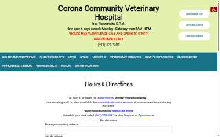 Corona Community Veterinary Hospital website