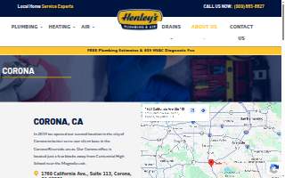 Henley's Plumbing & Air website