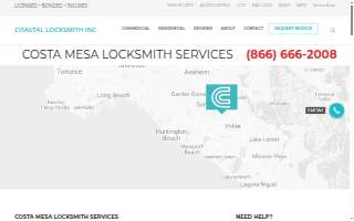 Coastal Locksmith Inc. of Costa Mesa website