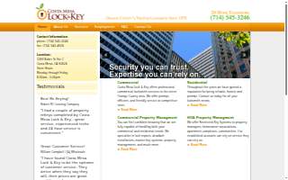 Costa Mesa Lock & Key website