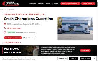 Crash Champions Collision Repair Cupertino website