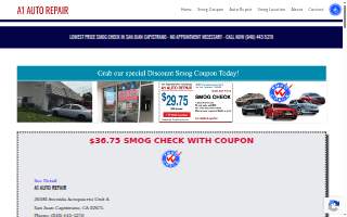 A1 Auto Repair Smog of Dana Point website