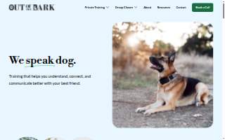 Out of the Bark - Dog & Puppy Training website
